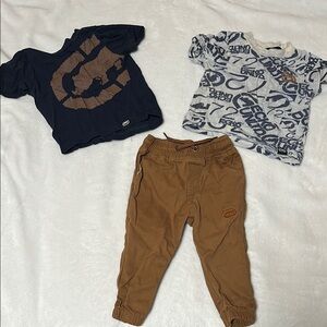 Children's Graphic T-Shirts and Brown Pants Set